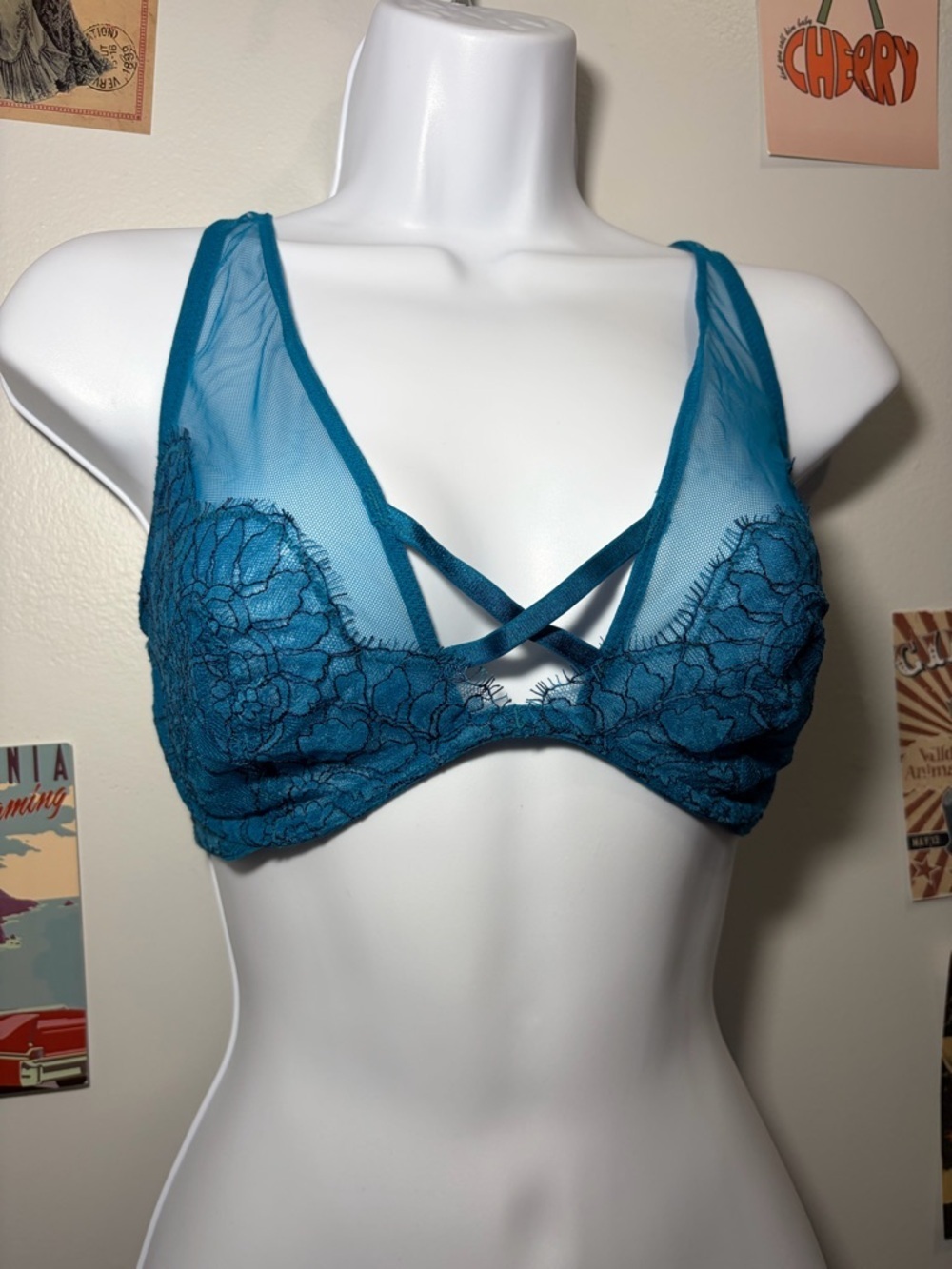 Victoria's Secret Teal Sheer Lace Bralette